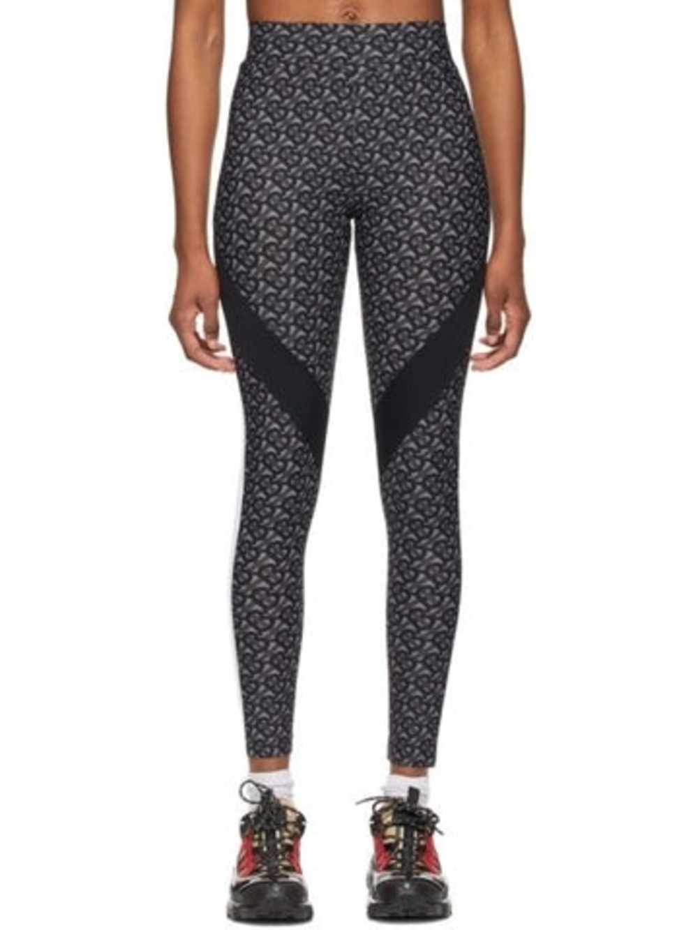 Burberry Black and Gray Monogram High-Waist Leggings